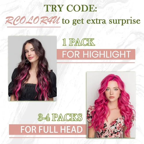 Miniatura 5 de RUNATURE Extensiones de cabello humano color rosa con cinta adhesiva, 12 pulgadas, 0.71 oz, 10 unidades, extensiones de cabello humano color rosa