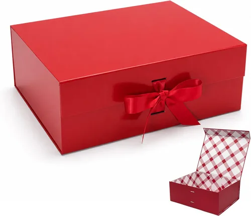 Miniatura 10 de Tekhoho Caja de regalo grande negra de 13.2 x 10.6 x 5 pulgadas, caja de regalo de alta calidad con tapa magnética y cinta para vacaciones, boda