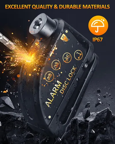 Miniatura 2 de Candado recargable Onvian para motocicleta con alarma de 120 dB y cable de recordatorio de acero de 1.8 m, para motocicletas, bicicletas, ebikes