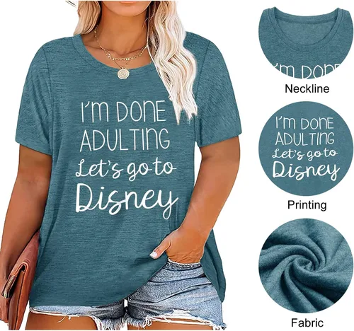 Miniatura 4 de Camiseta con cuello en V para mujer, talla grande, con texto en inglés "I'm Done", divertida camiseta casual de verano con cuello redondo (XL 5XL)