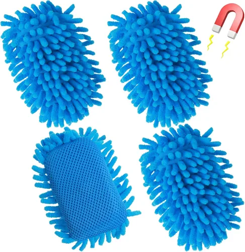 Epakh 4 borradores magnéticos de borrado en seco, borrador magnético de microfibra lavable para uso doméstico y oficina (azul)