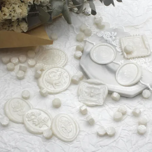 Miniatura 4 de 600 cuentas de sello de cera blanca perla, pellets de cera de sellado nacarados de primera calidad para sellos de sellos, invitación de boda, sobre