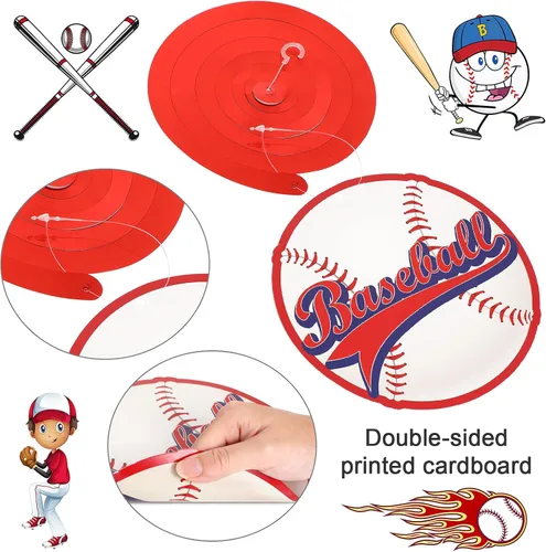 Miniatura 3 de Clabby 51 piezas de decoraciones de fiesta de béisbol, fiestas temáticas deportivas, decoración de remolinos colgantes para niños y adultos
