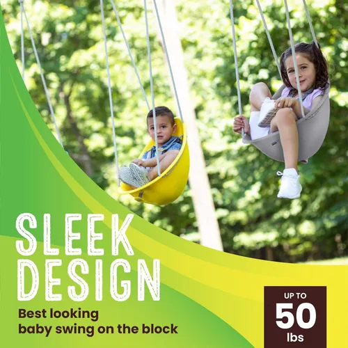 Miniatura 2 de Swurfer Columpio de coco para niños pequeños, cómodo columpio para bebé al aire libre, arnés de seguridad ajustable de 3 puntos, sistema de bloqueo