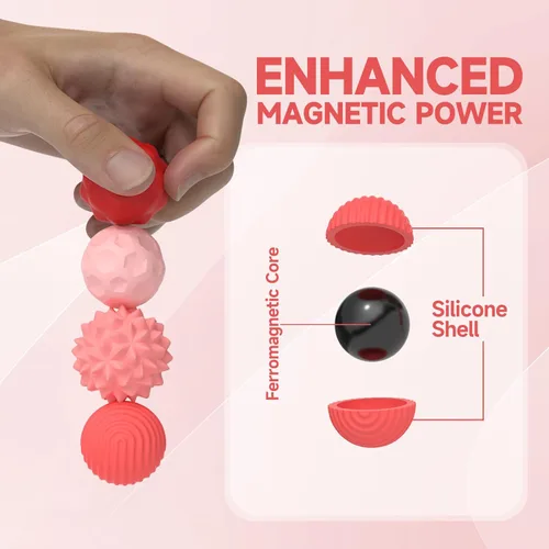Miniatura 7 de Juguetes de Pelotas Magnéticas de Silicona Fidget, 8 Piezas con Texturas de Atracción, Pelota Sensorial Fidget con Carcasa de Silicona para Adultos