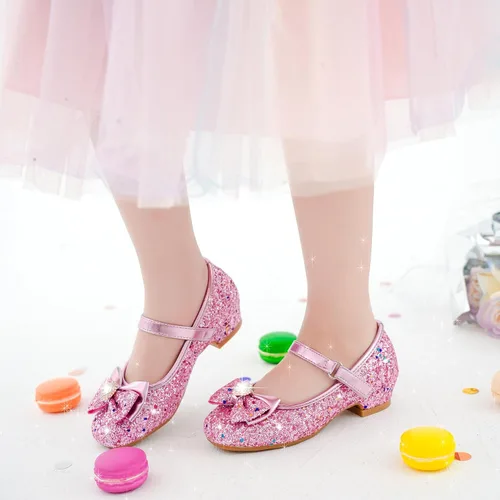 Miniatura 2 de Furdeour Zapatos de vestir para niñas, Mary Jane, boda, flores, damas de honor, tacones con purpurina, zapatos de princesa para niños pequeños