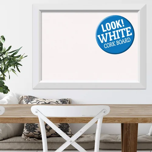 Miniatura 5 de Amanti Art Tablero de corcho blanco para pared (32 x 24) con marco de madera blanco blanco y blanco, tablero de corcho mediano para oficina, tablero