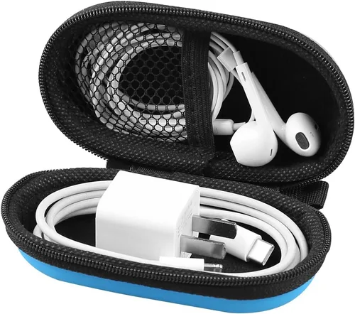 Miniatura 2 de Funda para auriculares, RISETECH Estuche de transporte para auriculares EVA con cremallera, bolsa de almacenamiento para auriculares, pequeña, Rojo