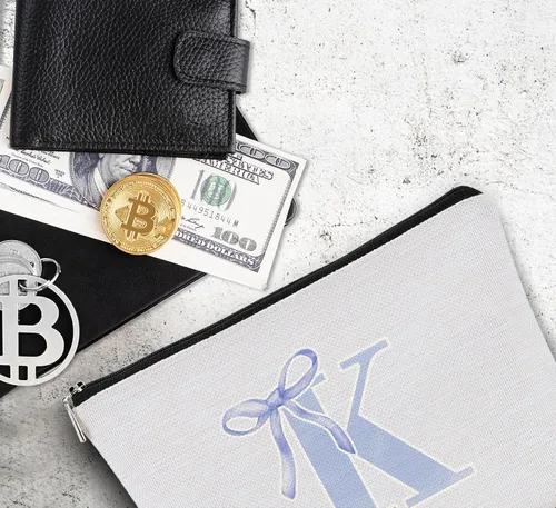 Miniatura 4 de Coquette - Bolsa de maquillaje con lazo, inicial K, regalos personalizados para chicas adolescentes, regalos con monograma lindos y modernos preppy