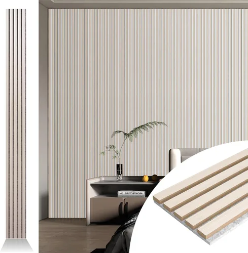 Miniatura 23 de Art3d 2 Paneles Acústicos de Listones de Madera para Pared y Techo - Panel 3D Ranurado de Absorción de Sonido con Acabado de Madera - Plata Plateado