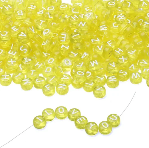 Miniatura 19 de LAIDANLA - 1500 cuentas de letras acrílicas del alfabeto doradas, cuentas redondas blancas de 7×4mm para hacer joyas, pulseras, collares, llaveros