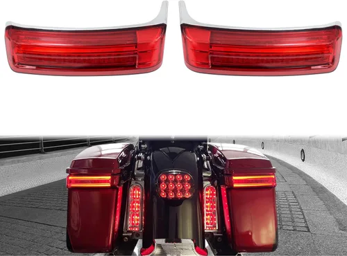 Miniatura 8 de Luces traseras de alforja para motocicleta, freno de funcionamiento, lámpara LED de señal de giro apta para Harley Touring Street Glide Road Glide