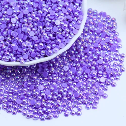 Miniatura 78 de 1500 PIEZAS 4mm Perlas Blancas de Media Parte Plana para Manualidades Joyería Álbum de Recortes Decoración de Uñas, Perlas de Parte Plana para Blanco