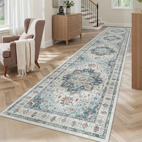 Miniatura 323 de Madane Tapete lavable de 2 x 10 pies para pasillo, cocina, recibidor, clásico, suave, antideslizante para interiores, casa de campo, baño, sala