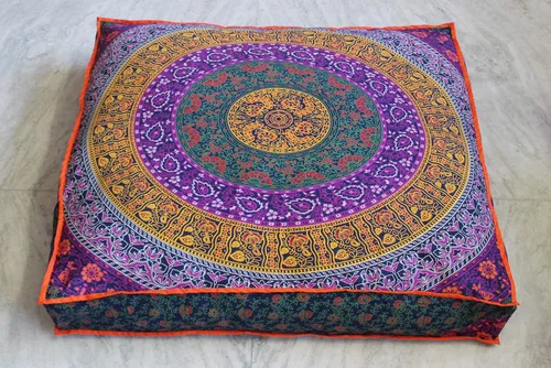 Miniatura 61 de CRAFT KALA Funda de cojín con diseño de mandala, funda de cojín para asiento, hippie, decorativo, bohemio, otomano, de algodón, indio, para sala