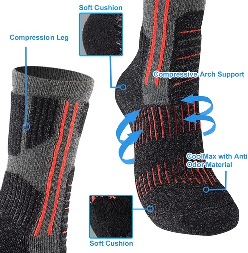 Miniatura 3 de Toes&Feet Calcetines acolchados para mujer y hombre, antiampollas, resistentes al olor, con mechas de sudor, senderismo, esquí, media pantorrilla