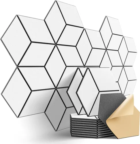 Miniatura 47 de Paquete de 12 paneles acústicos autoadhesivos de 12 x 10 x 0.4 pulgadas, paneles de espuma a prueba de sonido con alta densidad, diseño forrado
