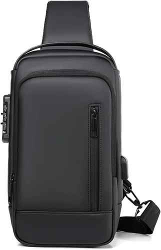 Miniatura 8 de Pequeñas bolsas antirrobo para hombre, mochila con correa USB, impermeable, ligera, con una correa, Negro -, Mochilas Daypack