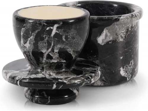 Radicaln Mantequillera de mármol 4.25" pulgadas negra con cebra hecha a mano, recipiente francés para mantequilla para decoración de cocina, ideal