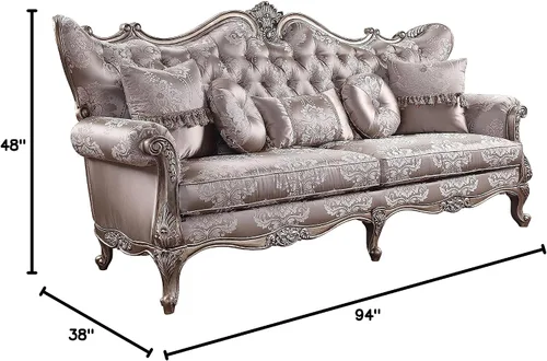 Miniatura 2 de Acme Jayceon Sofá capitoné de tela con 5 almohadas en beige champán
