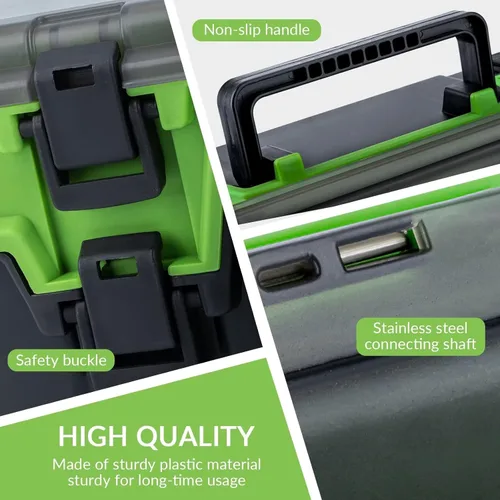 Miniatura 8 de THKFISH Caja organizadora de aparejos de pesca, cajas de pesca de doble capa, caja para exteriores, con divisores ajustables, 14.96 x 10.23 x 4.5