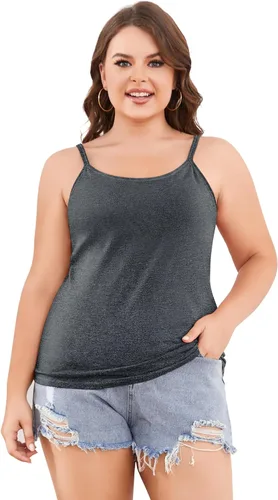 Miniatura 95 de Camisa Attraco de algodón, con tirantes estilo espagueti, con brasier incorporado, 2 paquetes, para mujer