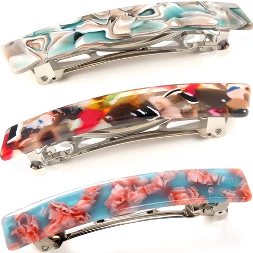 Miniatura 8 de Pinzas automáticas pequeñas de acetato de tortuga para mujer, pasadores de pelo fino, 4 piezas