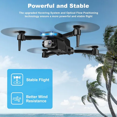 Miniatura 8 de Dron con cámara - Drone con pantalla en el controlador para principiantes, cuadricóptero de control remoto plegable con control de gestos, giro 3D
