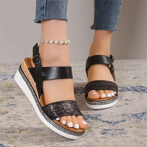 Miniatura 2 de Sandalias ortopédicas para mujer, tacones de cuña para mujer, pantuflas de caminar con soporte de arco, sandalias de cuña de verano elegantes