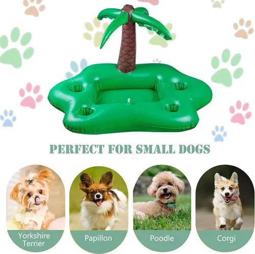 Miniatura 6 de Juego de flotadores de piscina para perros, balsa flotante para perros con cuenco plegable para perros, juguetes de agua flotantes no tóxicos