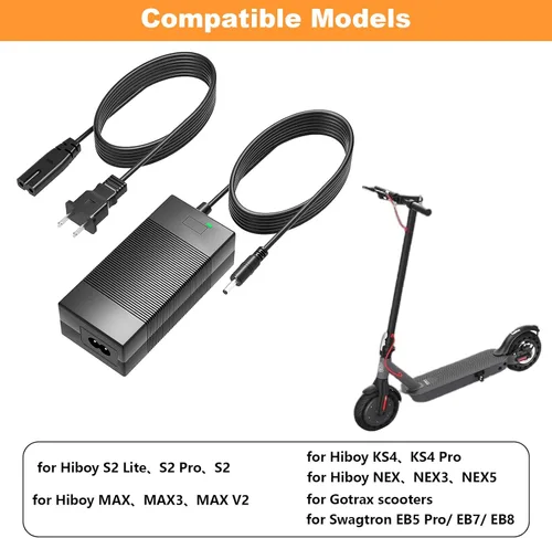 Miniatura 2 de Cargador de 42V para Hiboy S2 36V batería de iones de litio compatible con Hiboy S2 Pro, S2 Lite, S2, KS4, KS4 Pro, NEX, NEX3, NEX5, Max, Max3, Max