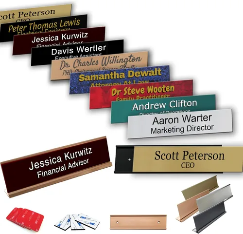 Placa de identificación de oficina – Placa de nombre personalizada grabada para escritorio, 2 x 4 pulgadas, placa de nombre personalizada para