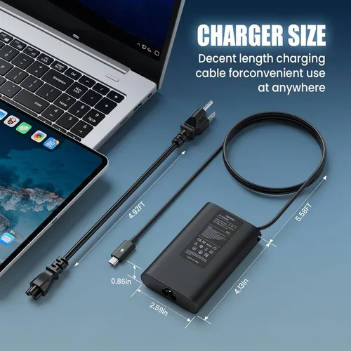 Miniatura 7 de Adaptador de corriente delgado para laptop Dell USB-C de 65 W/W, para Dell Latitude 5289 5420 5289 5590 7420 7390 7490, Dell XPS 13 9360 9365 9370