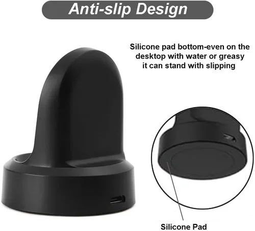 Miniatura 5 de Emilydeals para Gear S3 Charger, base de carga de repuesto para Samsung Gear S3 Classic/Frontier Smart Watch (negro)