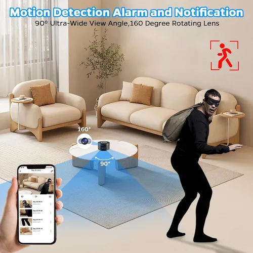 Miniatura 3 de Cámara interior con reloj y carga inalámbrica, cámaras WiFi de 1080P para el hogar, cámara de seguridad con detección de movimiento, visión