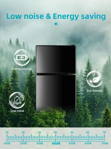 Miniatura 5 de KRIB BLING Refrigerador de 3.5 pies cúbicos con congelador, refrigerador de 2 puertas con control de termostato ajustable, refrigerador para cocina