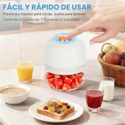 Miniatura 3 de Picador eléctrico de ajo, mini picador portátil de verduras, molinillo de ajo de 8.5 fl oz, triturador de cebolla, licuadora a verduras, procesador