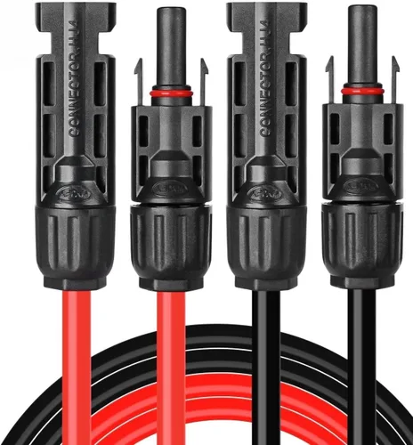 Miniatura 10 de Cable de extensión solar de 6 pies 10 AWG con conector hembra y macho, kit de adaptador de cable de panel solar (6 pies rojo + 6 pies negro)
