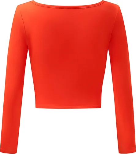 Miniatura 4 de OThread & Co. Camiseta corta de manga larga con cuello cuadrado para mujer