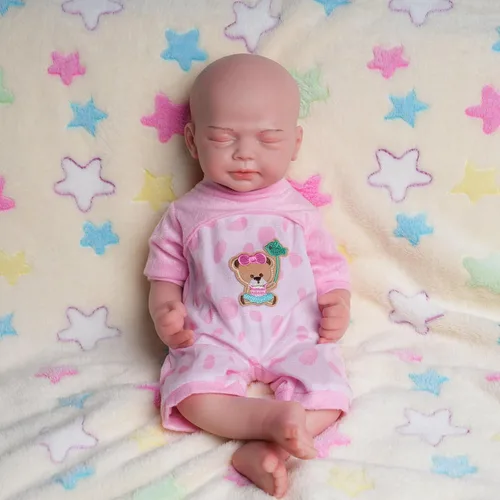 AISITE - Muñecas de bebé recién nacidas, niña - 46 cm, de silicona completa, ojos cerrados, regalos de Navidad y cumpleaños para hija, sobrina y