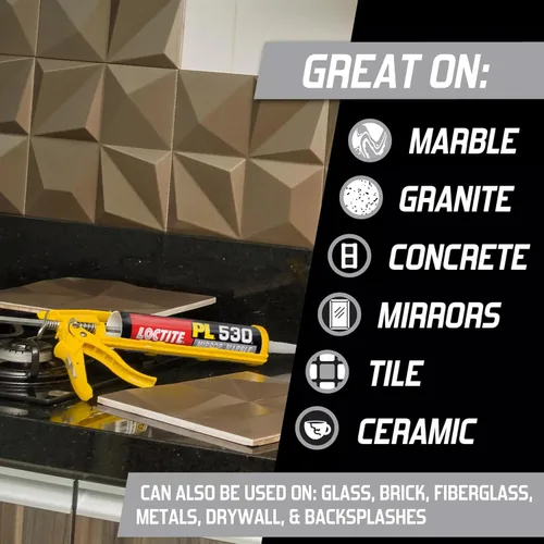 Miniatura 3 de Loctite PL 530 Adhesivo de construcción de espejo, mármol y granito, 10 onzas