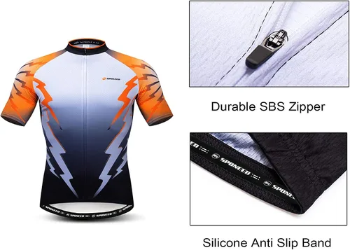 Miniatura 5 de sponeed - Jerséis de ciclismo para hombre, tops, camisas de ciclismo, manga corta, atuendo de ciclismo, chaqueta de ciclismo de cierre completo