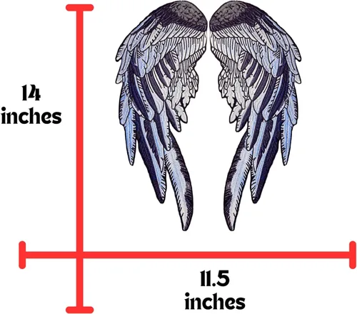 Miniatura 2 de Juego de parches termoadhesivos de alas de ángel, diseño de plumas bordadas gris oscuro y negro para pollitos de motociclista y damas jinetes