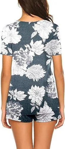 Miniatura 5 de Ekouaer - Conjunto de pijama de maternidad para el hospital o el hogar, con camiseta para lactancia y pantalón corto ajustable para el embarazo