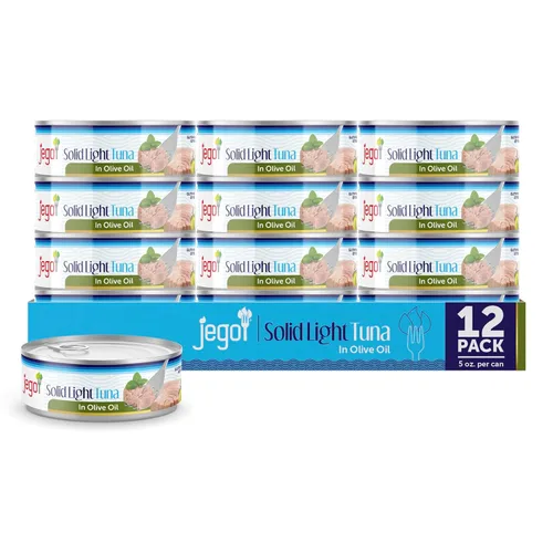 Miniatura 10 de Jego Atún sólido en aceite de girasol Atún natural silvestre Keto Bajo en carbohidratos Sin gluten Sin soja Enlatado Listo para comer