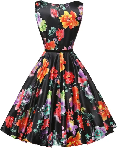 Miniatura 2 de GRACE KARIN - Vestido vintage sin mangas con escote barco y cinturón, para tardes de té