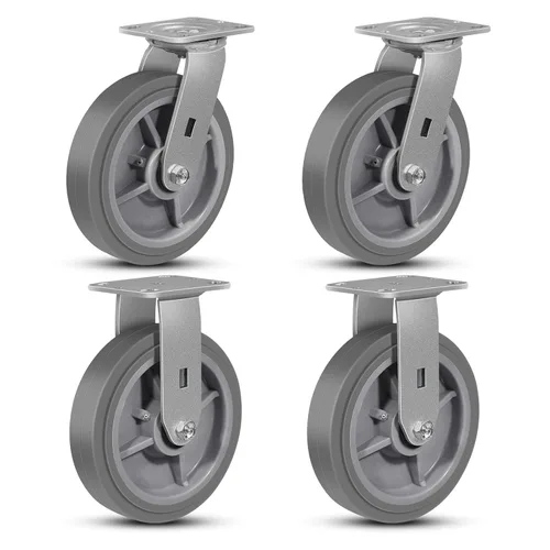 Miniatura 22 de Juego de 4 ruedas giratorias industriales de 5 pulgadas de alta resistencia con capacidad de carga de 3200 libras, ruedas de goma para muebles