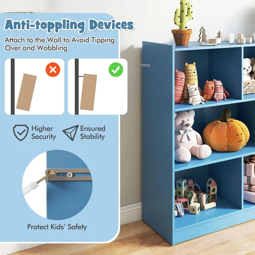 Miniatura 7 de HONEY JOY Organizador de almacenamiento de juguetes para niños, estante de almacenamiento de 8 secciones para preescolar, organizador de estante