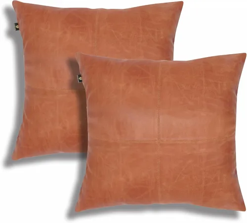 Miniatura 11 de LL LEATHER LOVERS Funda de almohada de piel de cordero - Funda de cojín para sofá, fundas decorativas para sala de estar y dormitorio, 20 x 20 Negro