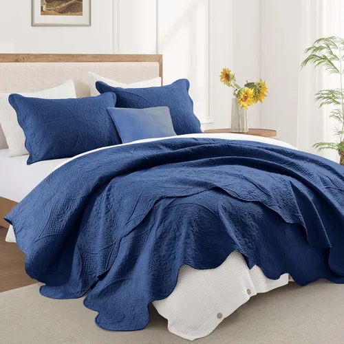 Miniatura 395 de MOONLIGHT20015 Edredón tamaño King (106 x 96 pulgadas) con 2 fundas de almohada (20 x 36 + 2 pulgadas) para todas las estaciones, juego de cama Azul